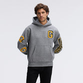 Green Bay Packers IconicFleece Letterman Hoodie - Athletic Heather Gray sale
