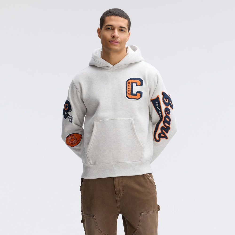 Chicago Bears IconicFleece Letterman Hoodie - Heather Gray cheap