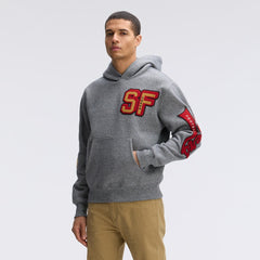 San Francisco 49ers IconicFleece Letterman Hoodie - Athletic Heather Gray for sale