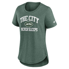 New York Jets Women's The City Never Sleeps Tri-Blend T-Shirt - Heather Green on sale