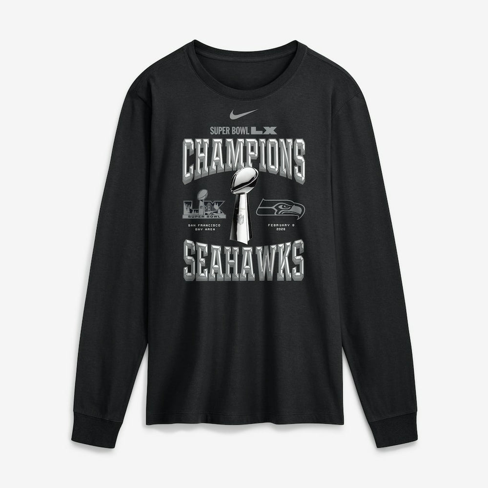 Seattle Seahawks Super Bowl LX Champions Locker Room Trophy Collection Long Sleeve T-Shirt - Black on sale