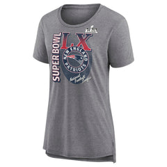 New England Patriots Women's Super Bowl LX Retro Tri-Blend T-Shirt - Heather Gray cheap