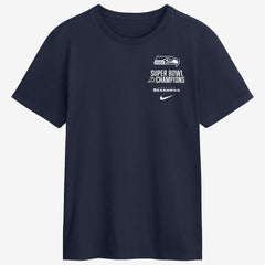 Seattle Seahawks Two-Time Super Bowl Champions Downtown Ring Club T-Shirt - College Navy sale