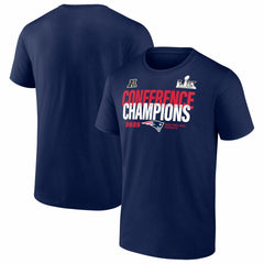 New England Patriots 2025 AFC Champions Right Side Draw T-Shirt - Navy for sale