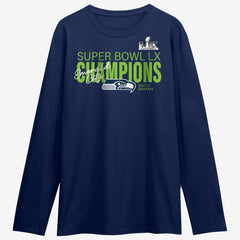 Seattle Seahawks Super Bowl LX Champions Autograph Signing Long Sleeve Roster T-Shirt - College Navy discount