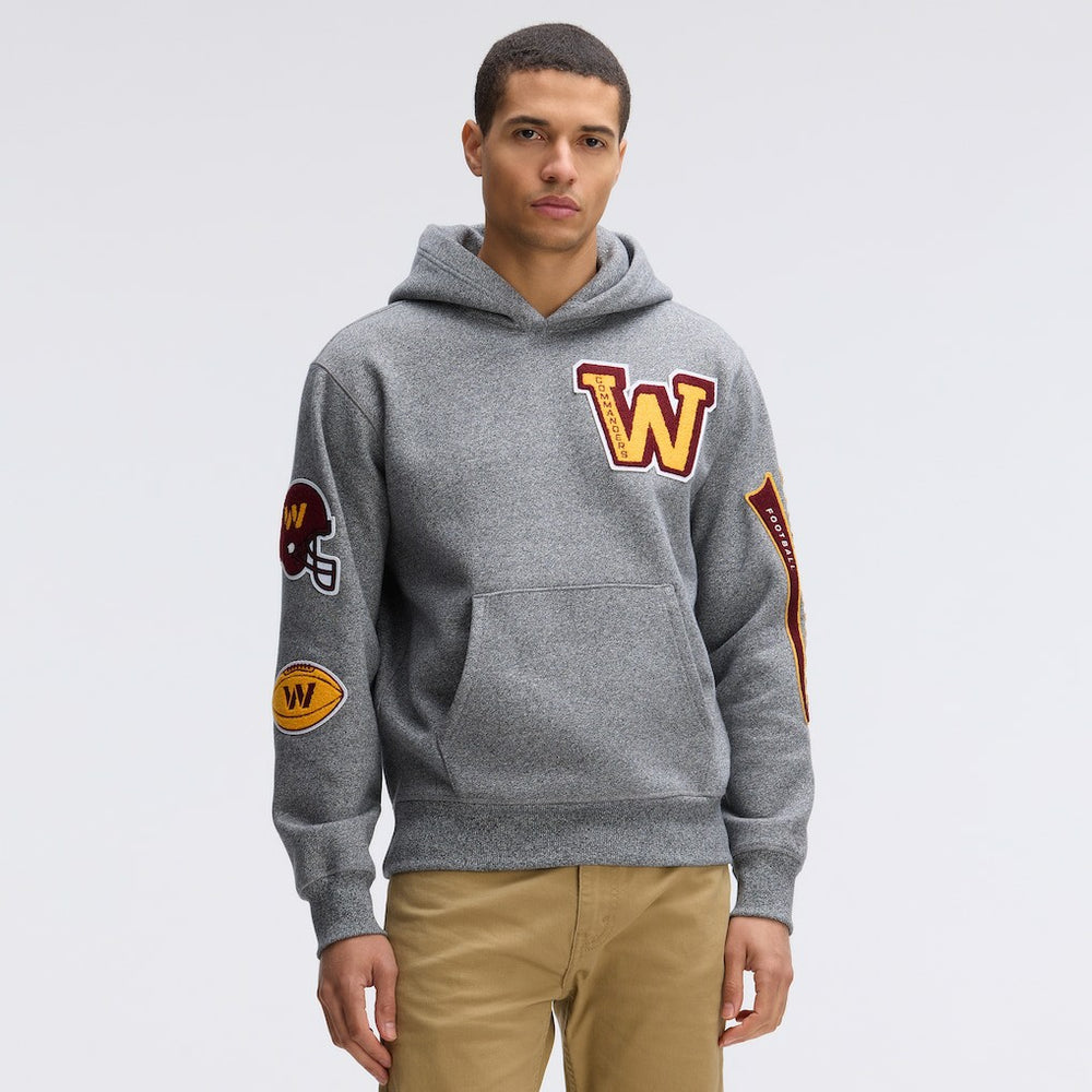 Washington Commanders IconicFleece Letterman Hoodie - Athletic Heather Gray on sale
