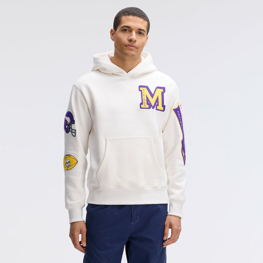 Minnesota Vikings IconicFleece Letterman Hoodie - Oatmeal sale