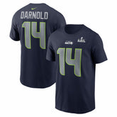 Sam Darnold Seattle Seahawks Super Bowl LX Patch Name & Number T-Shirt - College Navy online