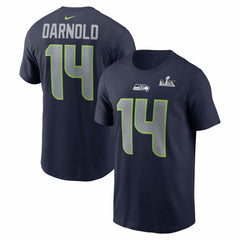 Sam Darnold Seattle Seahawks Super Bowl LX Patch Name & Number T-Shirt - College Navy online