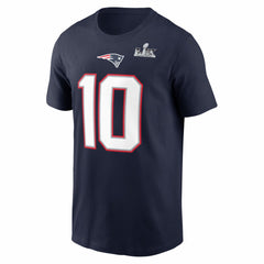 Drake Maye New England Patriots Super Bowl LX Patch Name & Number T-Shirt - Navy for sale