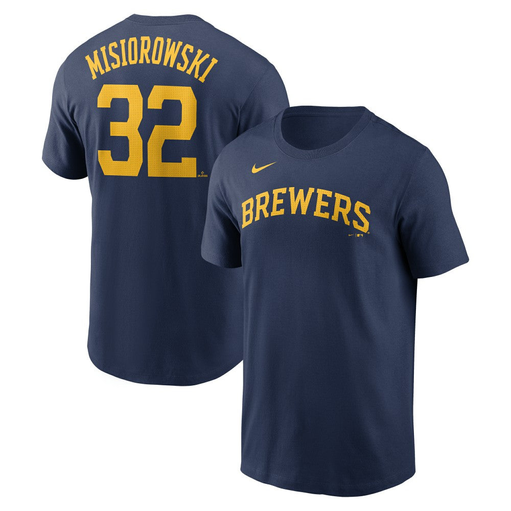 Jacob Misiorowski Milwaukee Brewers Fuse Name & Number T-Shirt Navy