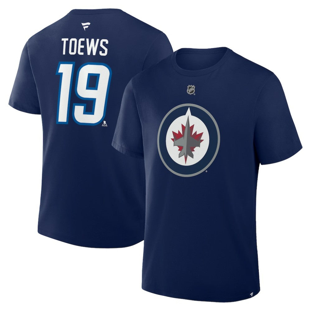 Jonathan Toews Winnipeg Jets Fanatics Authentic Stack Name & Number T-Shirt - Navy T-shirts