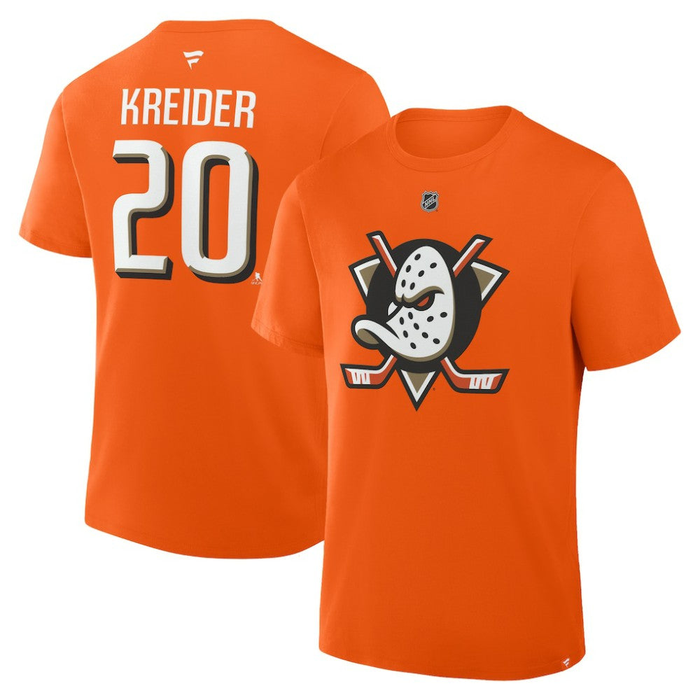 Chris Kreider Anaheim Ducks Fanatics Authentic Stack Name & Number T-Shirt - Orange T-shirts