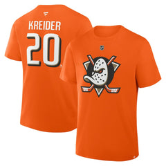 Chris Kreider Anaheim Ducks Fanatics Authentic Stack Name & Number T-Shirt - Orange T-shirts