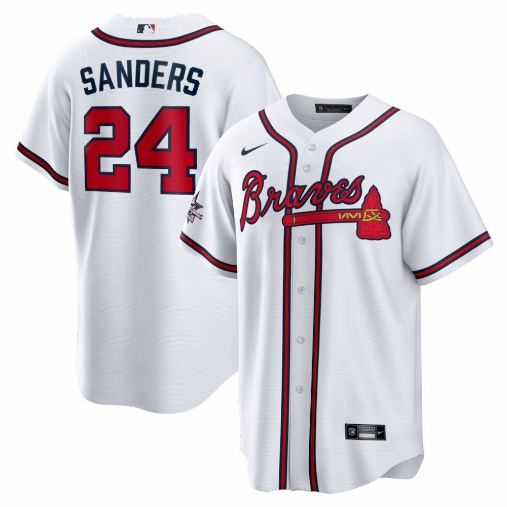Deion Sanders Atlanta Braves Home Retired Player Replica Jersey White