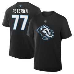 JJ Peterka Utah Mammoth Fanatics Authentic Stack Name & Number T-Shirt - Black T-shirts