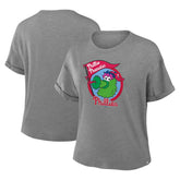Philadelphia Phillies Women's Tribute IYKYK Tri-Blend Boxy T-Shirt Heather Gray