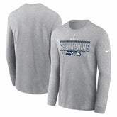 Seattle Seahawks 2025 NFC Champions Locker Room Trophy Collection Long Sleeve T-Shirt - Heather Gray for sale