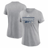 Seattle Seahawks Women's 2025 NFC Champions Locker Room Trophy Collection T-Shirt - Heather Gray outlet