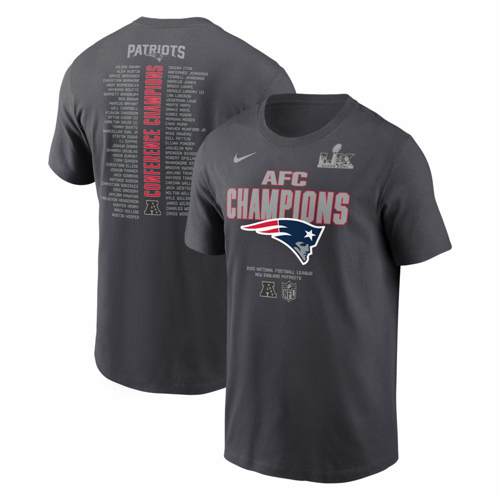 New England Patriots 2025 AFC Champions Roster T-Shirt - Anthracite on sale