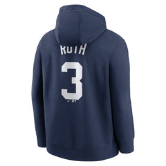 Babe Ruth New York Yankees Retired Player Name & Number Club Pullover Hoodie Navy