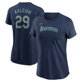 Cal Raleigh Seattle Mariners Women's Cooperstown Collection Fuse Name & Number T-Shirt Navy