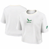 Philadelphia Eagles Women's Striped Cropped T-Shirt - Yellow/Cream for sale