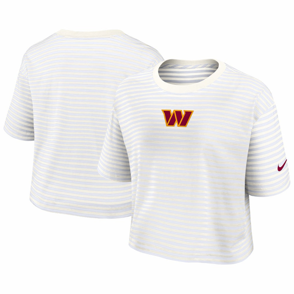 Washington Commanders Women's Striped Cropped T-Shirt - Yellow/Cream online