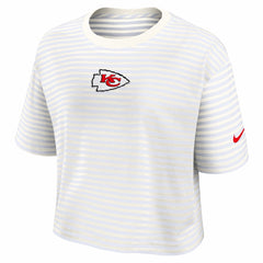 Kansas City Chiefs Women's Striped Cropped T-Shirt - Yellow/Cream sale