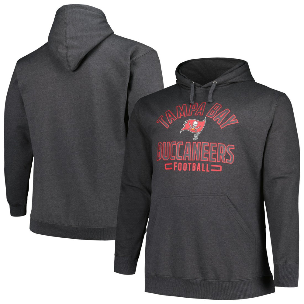 Tampa Bay Buccaneers Big & Tall Pullover Hoodie - Heather Charcoal discount