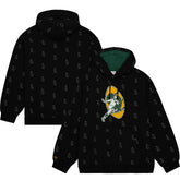Green Bay Packers Allover Print Fleece Pullover Hoodie - Black discount