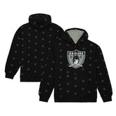 Las Vegas Raiders Allover Print Fleece Pullover Hoodie - Black on sale