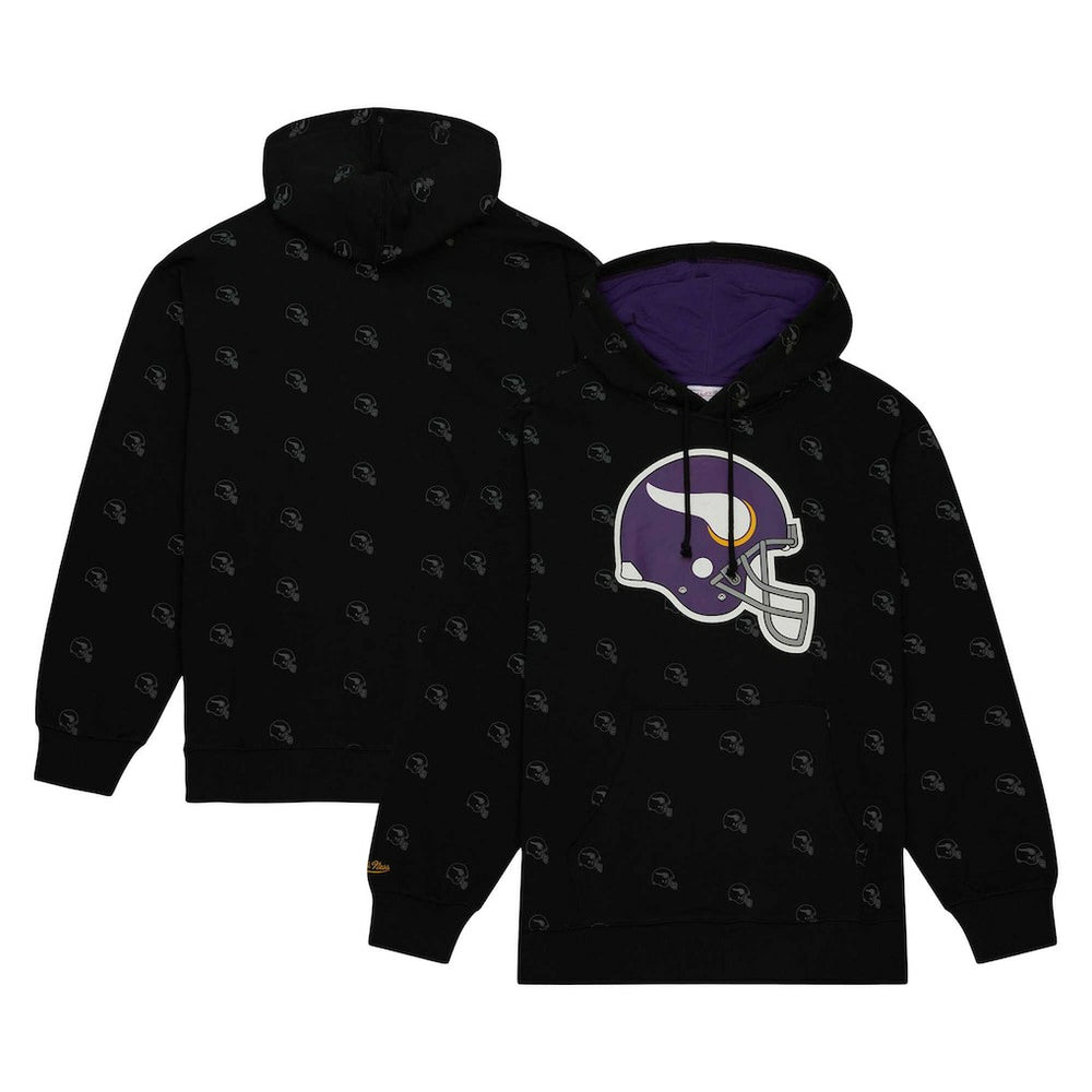 Minnesota Vikings Allover Print Fleece Pullover Hoodie - Black cheap