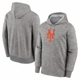 New York Mets Primary Logo Therma Hoodie Heather Gray