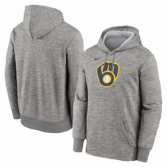 Milwaukee Brewers Primary Logo Therma Hoodie Heather Gray