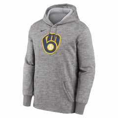 Milwaukee Brewers Primary Logo Therma Hoodie Heather Gray