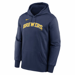 Milwaukee Brewers Primary Wordmark Therma Hoodie Navy