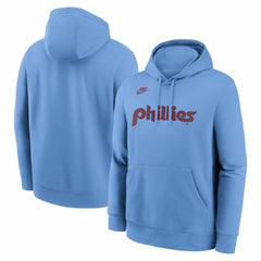 Philadelphia Phillies Cooperstown Collection Wordmark Club Hoodie Light Blue