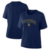 Milwaukee Brewers Women's Lockup Legacy T-Shirt Navy