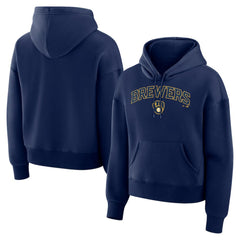 Milwaukee Brewers Women's Lockup Legacy Fleece Hoodie Navy