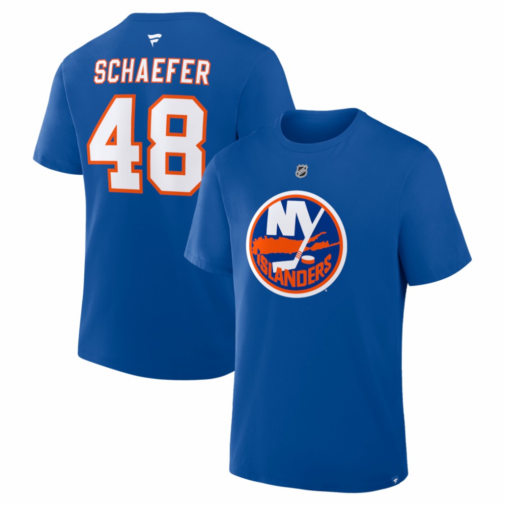 Matthew Schaefer New York Islanders Fanatics Authentic Stack Name & Number T-Shirt - Royal T-shirts