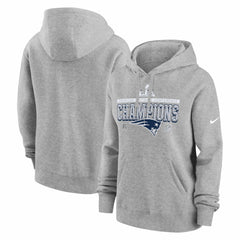 New England Patriots Women's 2025 AFC Champions Locker Room Trophy Collection Club Fleece Hoodie - Heather Gray online