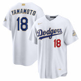 Yoshinobu Yamamoto Los Angeles Dodgers 2026 Gold Collection Stadium Jersey White
