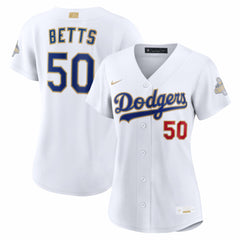 Mookie Betts Los Angeles Dodgers Women's 2026 Gold Collection Stadium Jersey White