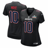 Drake Maye New England Patriots Women's Super Bowl LX Patch Carbon Fashion Game Jersey - Black outlet