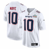 Drake Maye New England Patriots Super Bowl LX Patch Tundra Fashion Game Jersey - White discount