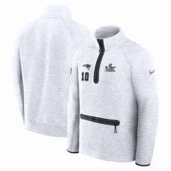 Drake Maye New England Patriots Super Bowl LX Opening Night Tech Fleece Half-Zip Sweatshirt - Gray cheap