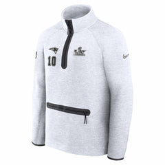 Drake Maye New England Patriots Super Bowl LX Opening Night Tech Fleece Half-Zip Sweatshirt - Gray cheap