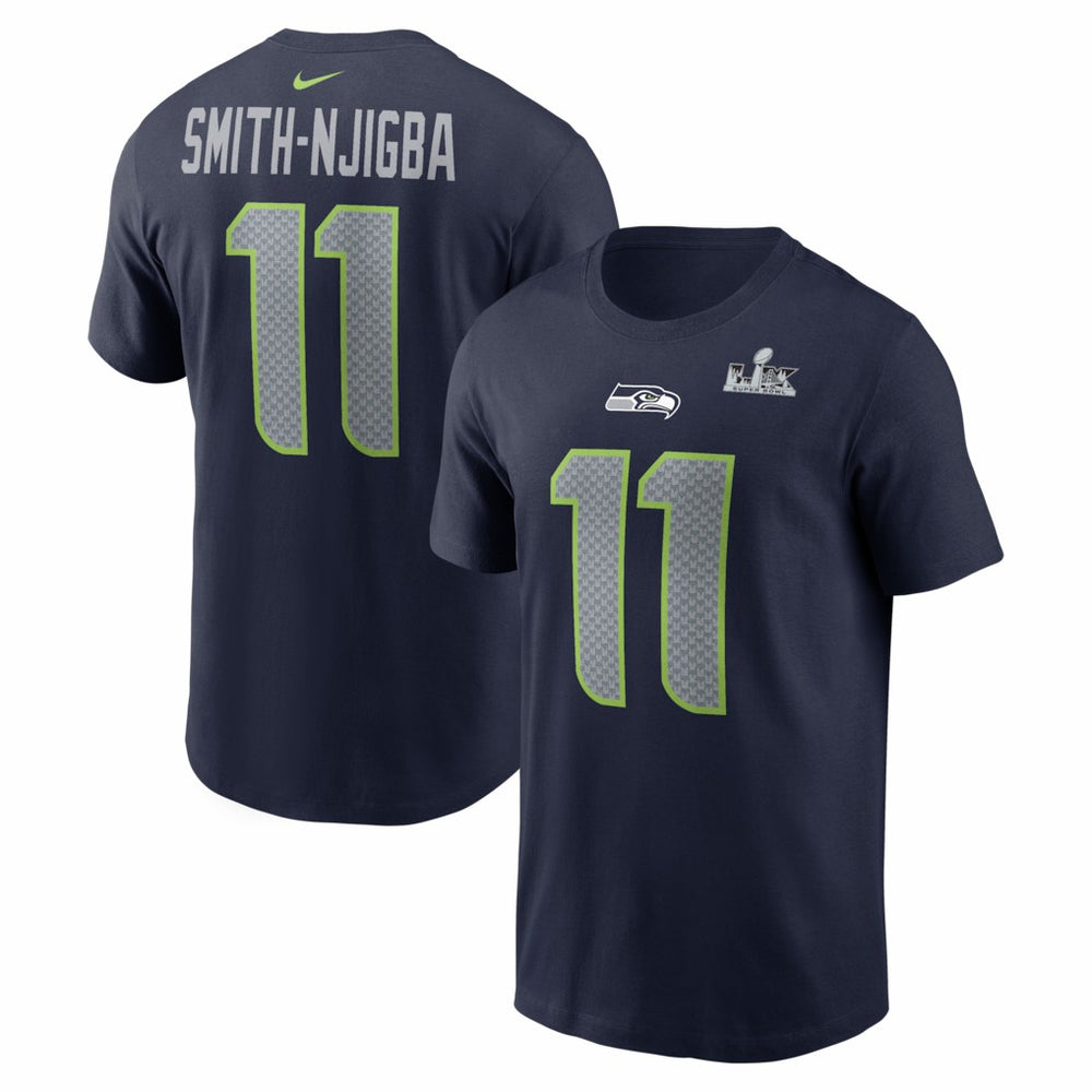 Jaxon Smith-Njigba Seattle Seahawks Super Bowl LX Patch Name & Number T-Shirt - College Navy online