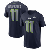 Jaxon Smith-Njigba Seattle Seahawks Super Bowl LX Patch Name & Number T-Shirt - College Navy online